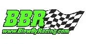 Logo with green BBR text and www.BlowByRacing.com below it, next to a black and white checkered racing flag.