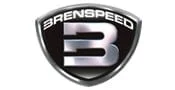 A black and silver shield-shaped logo with a large metallic letter B in the center and the word BRENSPEED written above the B in stylized capital letters.