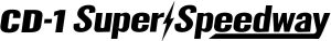 Logo with the words CD-1 Super Speedway in bold black text, featuring a lightning bolt symbol in place of the slash between Super and Speedway on a white background.