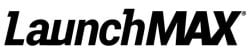 The image displays the word LaunchMAX in bold, black, italicized letters on a white background.