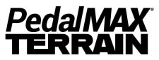 The image displays the logo PedalMAX TERRAIN in bold, black, uppercase and lowercase letters on a white background.